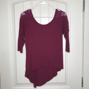 Charlotte Russe Maroon Lacey Blouse - so cute!